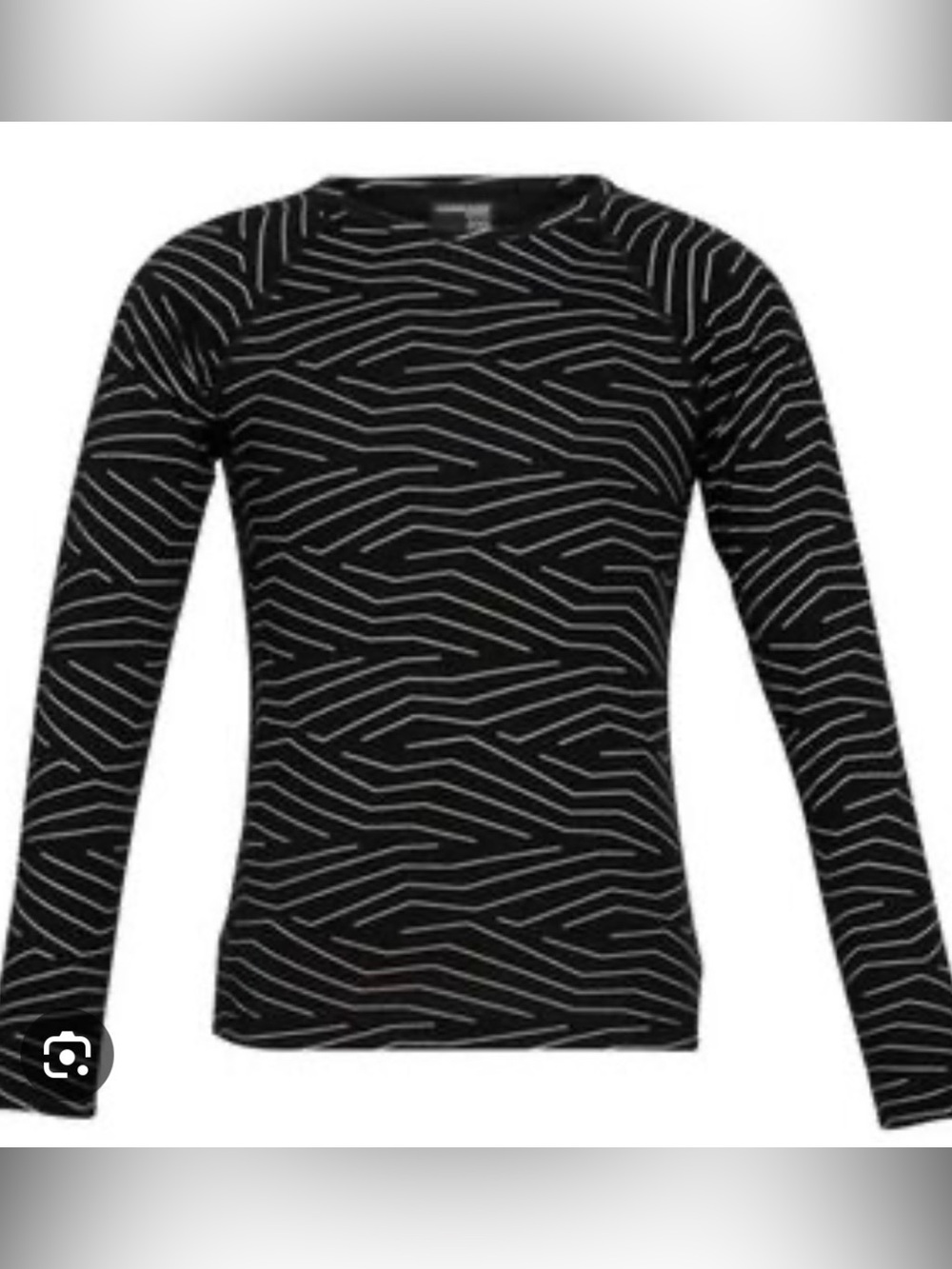Icebreaker Black Long-Sleeve Tee with White Geometric Lines